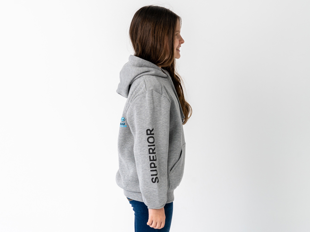 Superior Youth Hoodie Grey Marle with Sleeve Logo (Each) - SUP-HOODIE-LOGO-Y-GREY-XXX